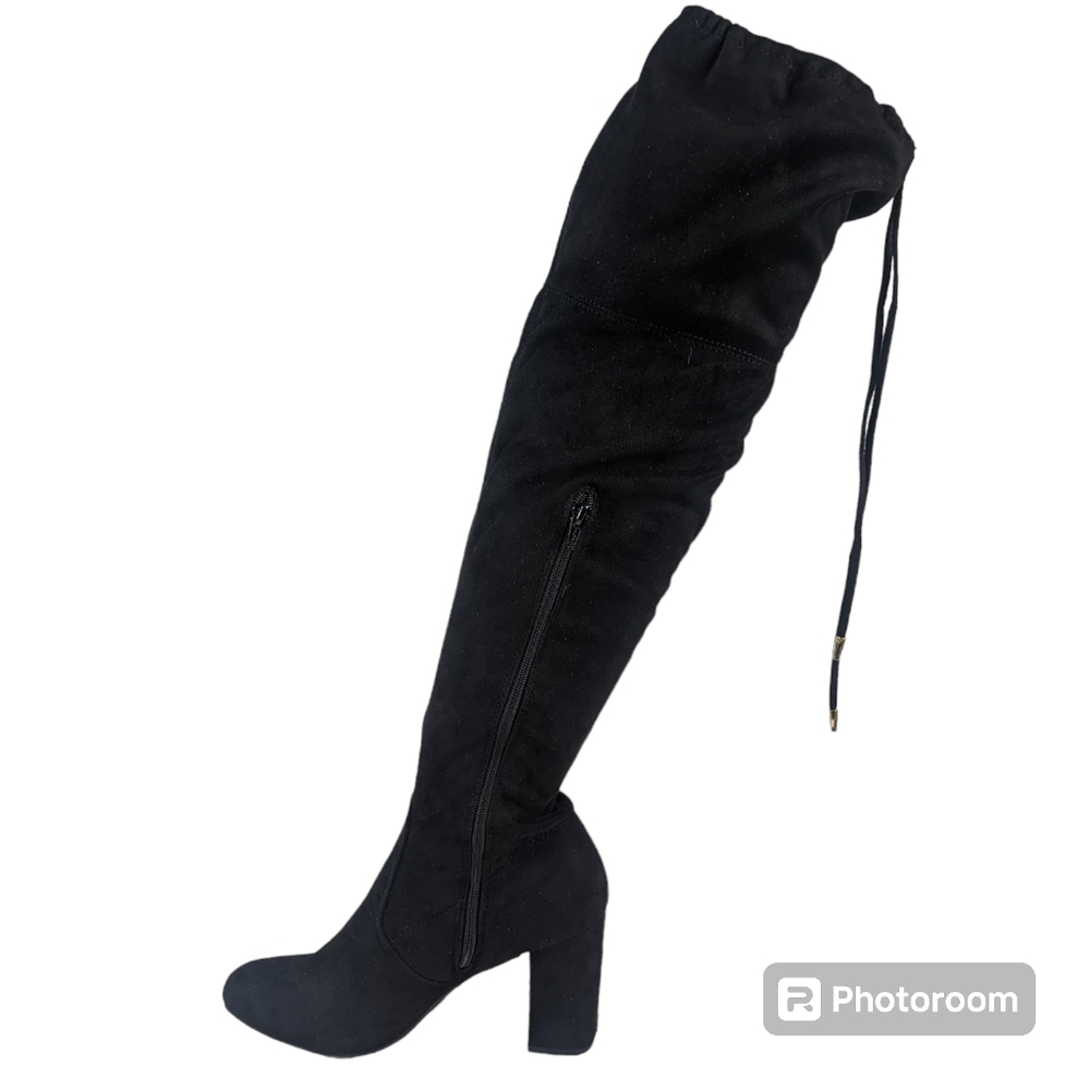 Candies OTK Boots Black Faux Suede Side Zip Size 8 1/2 New